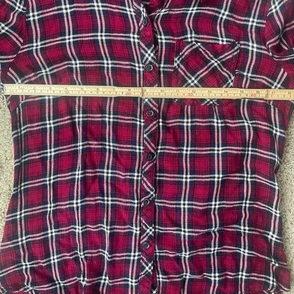 beachlunchlounge Shirt, Women's Size L, Red White Black, Plaid, Button Up - Picture 6 of 14